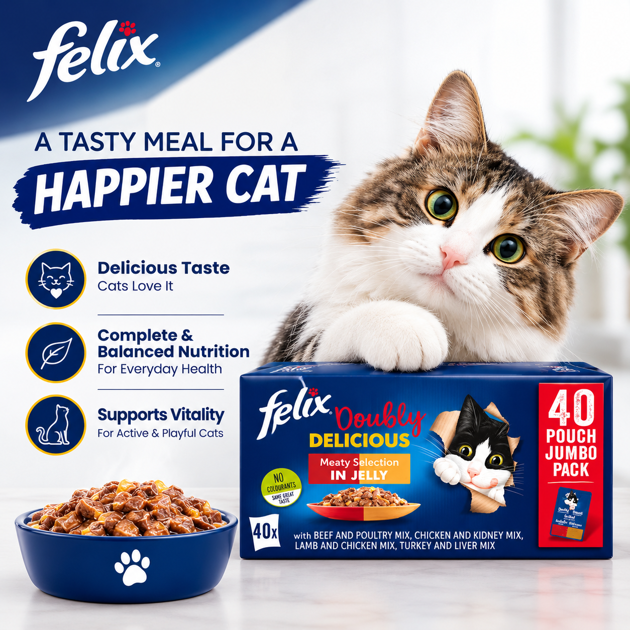 Felix Doubly Delicious Wet Cat Food Pouches